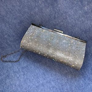 Shining Sparkly Silver Clutch